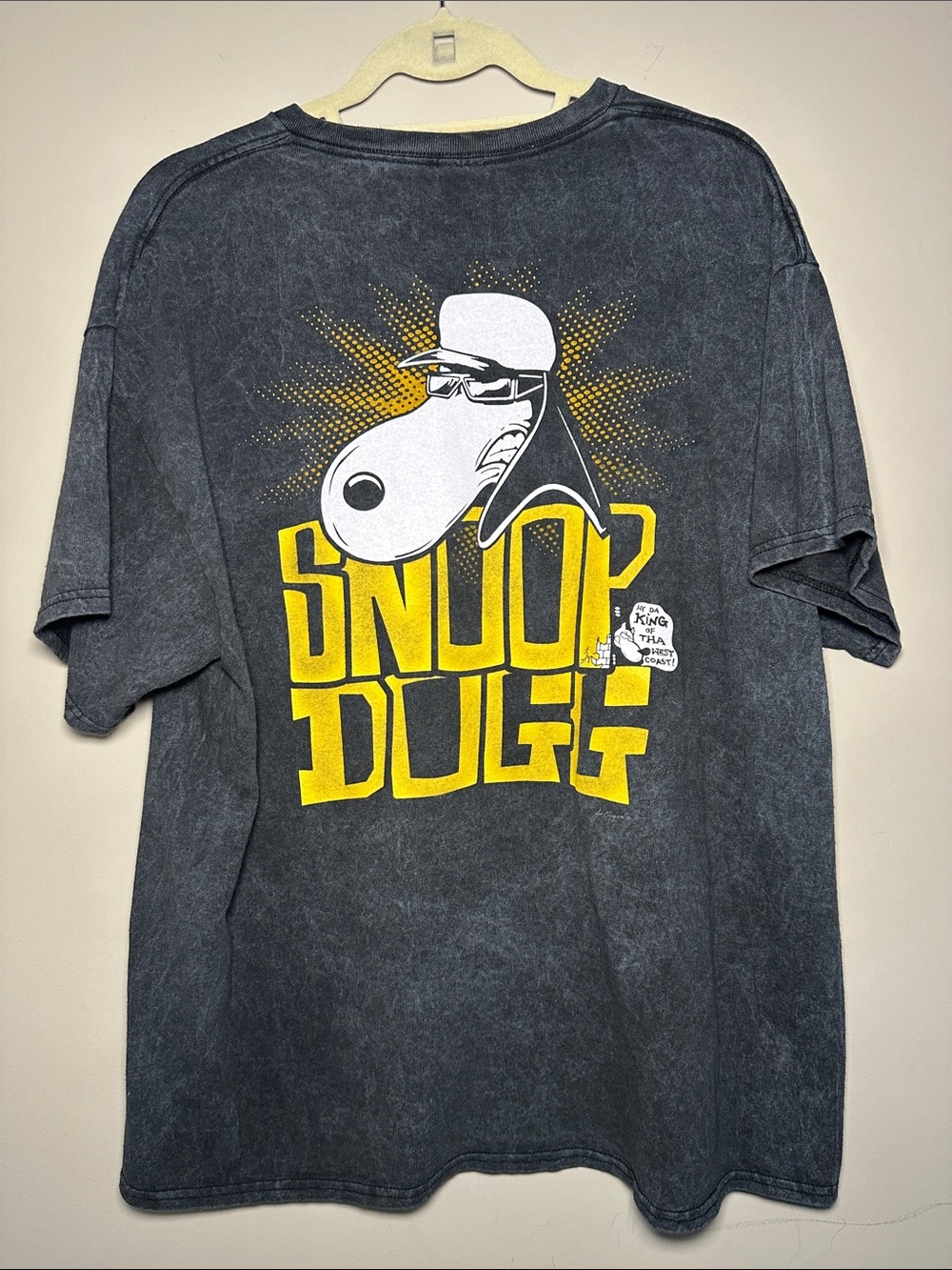 Joe Cool Snoop Dogg Graphic Black & Yellow acid wash tshirt
